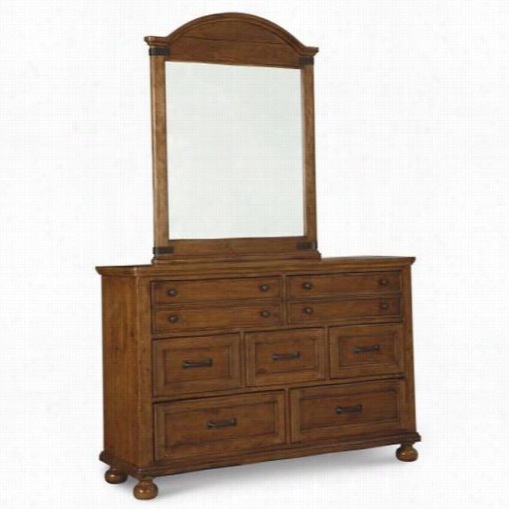 Legacy Classic Furniture  3800-01o0-3900-1100 Bryce Canyon Dresser And Arched Mirror In Heirloom Pine