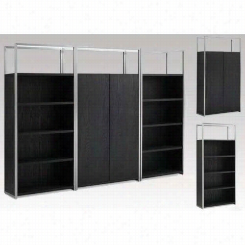 Mobital M-d-l-span-office-400in.shrlf-bk Span 40"" Office Shelf With Door Nine Inches In Ash Black And Brushed Stainless Stesl