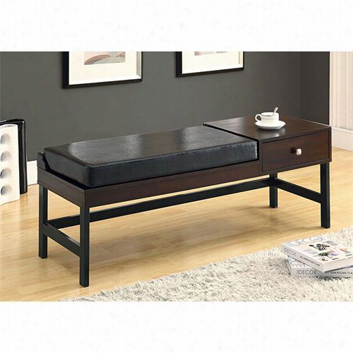 Monarch Specialties I4522 48""l Dark Brown Leather Look/cappuccino Bench