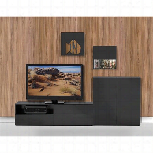 Nexera 40321 Avenue Entertainment Kit Includes Tv Stand, 2 X 1 Door Storage Units And Wall Cubes