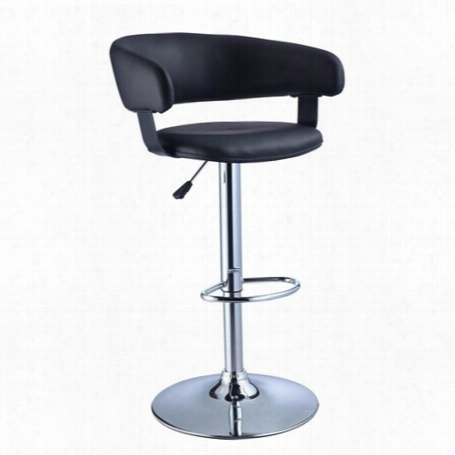 Powell Furniture 212-915 Black Faux Leather Barrel And Chrome Adjustable Height Bbar Stool