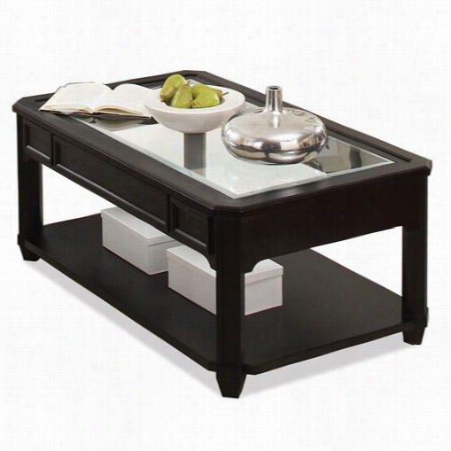 Riverside 40803 Farrington Rectangle Glass Highest Part Cocktail Table In Black Forresst Birch