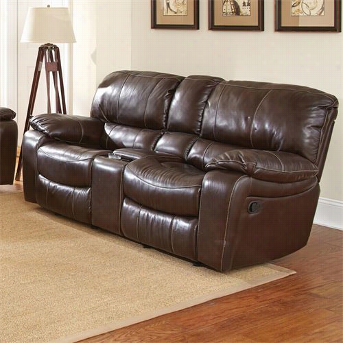 Steve Silver Bn850l Brenton Double Glider Leather Recliner Loveseat In Coffee Bean