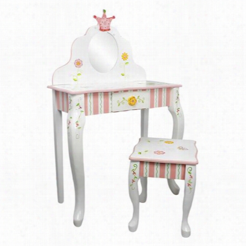 Teamson W-7455a Princesx And Frog Vanity Table And Stool Set