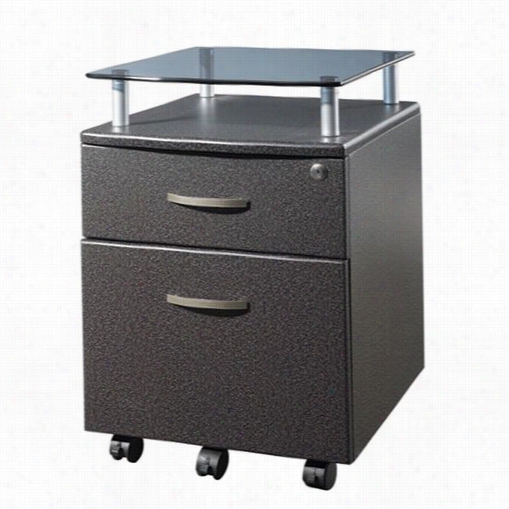 Techni Mobili Rta-s06-gph06 Rolling Glass Top File Cabinet In Graphite