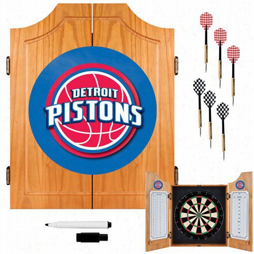 Trademark Home Nba7000-dp Detroit Pistons Nba Wood Dartt Cbinet Set