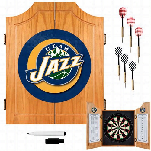 Trademark Close Nba7000-uj Utah Jazz Nba Wood Dart Cabinet Set