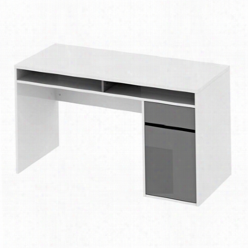 Tvilum 80124uuci Whitman Plus Desk In White High Gloss / Truffle