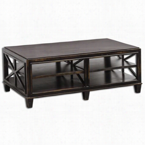 Uttermost 25632 Asadel  Wod Coffee Table In Worn Balck