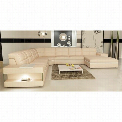 Vig Furniture Vgev6130 Divani Casa Modern Bonded Leather Sectional Sfa In Cream/wihte