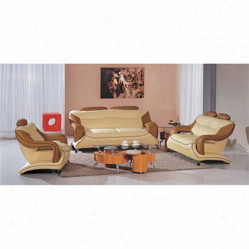 Vig Furniture Vgev7055-1 Divain Casa Modernbonded Leat Her Sofa Set In Cream/camel