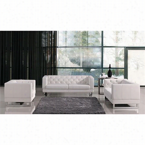 Vig Furniture Vgmb1169 Divani Casa Windsor Tufted Eco Lea Ther Couch Seti N White