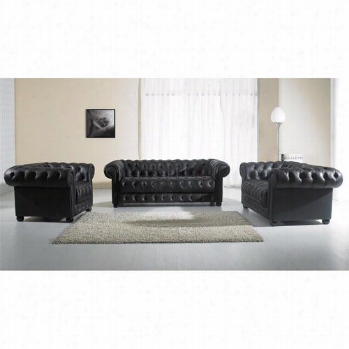 Vig Furnituure Vgyia34 Divani Casa Pari-2 Utfted Leathre Sofa Set In Black