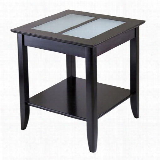 Winsome 92122 Syrah End Table With Frosted Glass In Dark Espresso