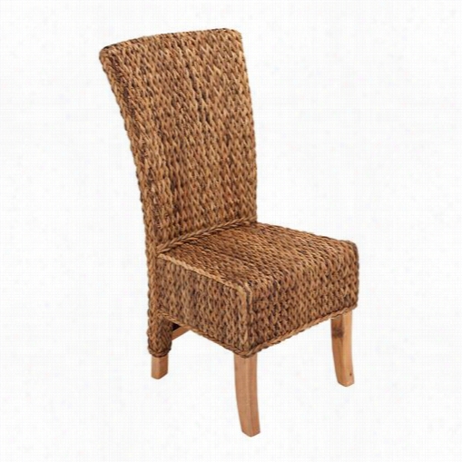 Woodland Imports 338416 Mahogany Abaca Leaf Seat Of Justice With Bright Br Own Coating And Back Rest