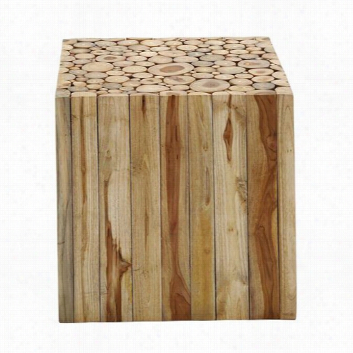 Woodland Imports 38 425 Square Shaped Wooden Klateb Stool With Contemporary Motif