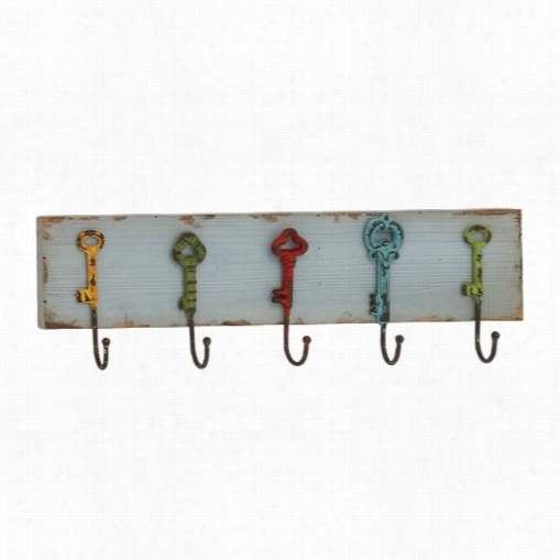 Woodland Imports 55490 Captain Key Style Wood Metal Wall Hooks