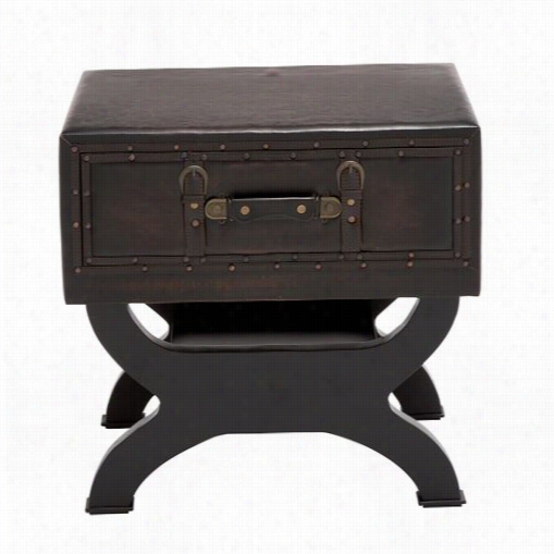 Woodland Imports 55744 Te Sleek Forest Leather End Table