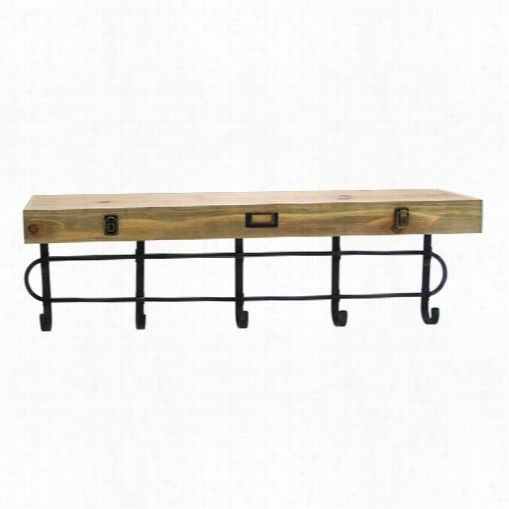 Woodland Imports 92356 Multiple Usage Metal Wood Wall Shelf Hooks With And Strong Built