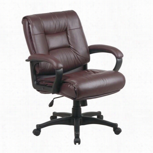 Worksmart E5x161 Deluxe Mid Back Executive Glove Sof T Leeather Chair Wi Th Padded Loo Parms