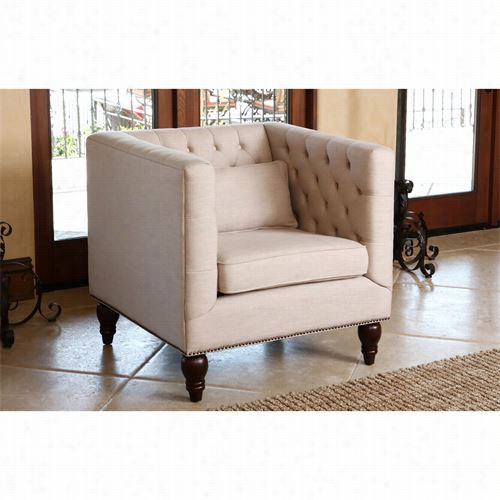 Abbyson Living Br-273998-bge-1 Montclair Linen Tufted Nzilhead Trim Armchair In Biege