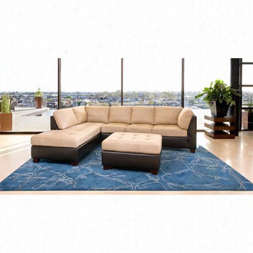 Abbyson Living Ci-d107-crm Bailey Sectional Sofa And Ottoman In Cream