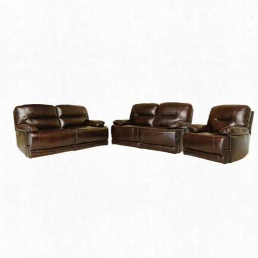 Abbyson Living Sk-1300-brn-3 Rio Power Reclining Hand Rubbed Leater Sofa