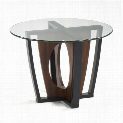 Armen Living Lc6207labl Decca Round Glass Top Lamp Table In Epresso