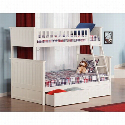 Atlantic Furniture Ab5921 Nantucket Doubled O Ver Full Bunk Bed With 2 Flat Panel Bed Drawers