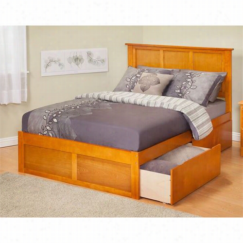 Atlantic Furniture Ar864211 Madiison Queen Bed With Flat Panel Footboard And 2 Urban Bed Drawers