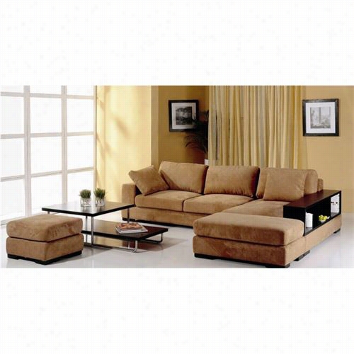 Beverly Hills Furniture Telus-broowwn-sectional-rt Telus Fabric Right Facing Chaise Sectuonal In Brown