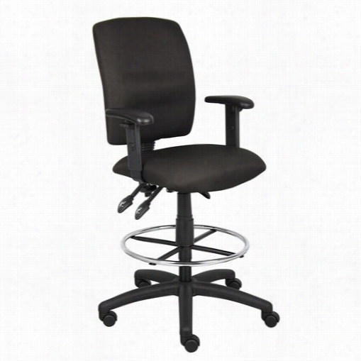 Boss Office Products B1636-bk Multi-function Fabric Drafting Stool With Adjustable Escutcheon