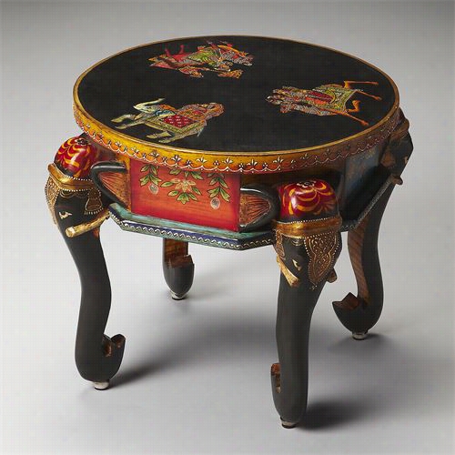 Butle R3210290 Artifacts Keraa Hand Pianted Elephant Accent Table