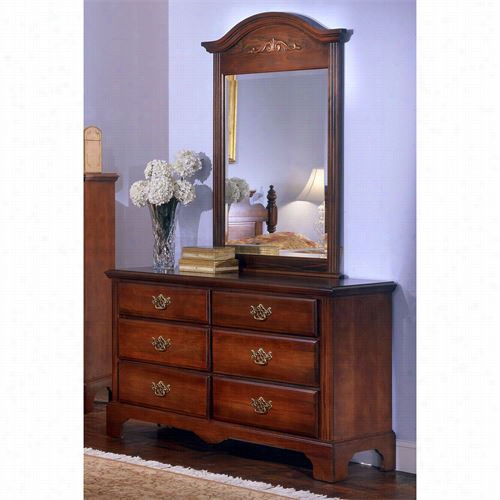 Carolina Furniturs 3456000-346700 Carolina Classic 66 Drawer Do Uble Dresser With 24"" X 34&quo T;" Vertial Beveel Mirror In Cherry