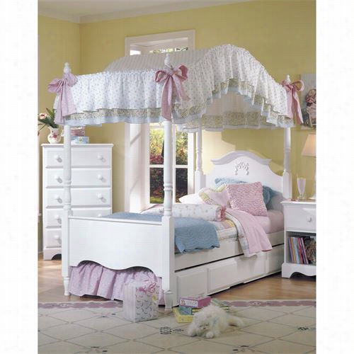 Carolina Ufrniutre 417130-417133-419300-963000 Carolina Cottgae Twin Princess Canopy Bed In White