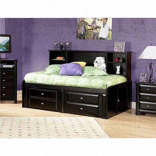 Chelseahome Furniture 3534510-4512 Twin Bed With Bookcase And Storage In Black Cherry