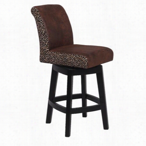Chintaly Imports 0289-cs 226&quog;" Swivel Solid Birch Counter Stool In Black With Ancient Rarity Brown Bonded Leather Upholstery