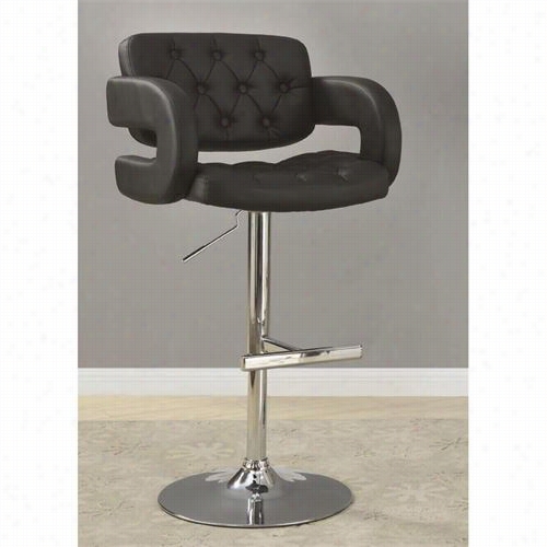 Coaster Furniture 102555 29""h Bar Stool With Tufted Seat Cushion In Chrome With Black Fabric