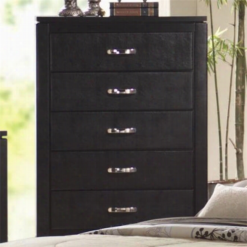 Coaster Furniture 201405 Dylan Faux Leatherr 5 Drawers Chest In Black