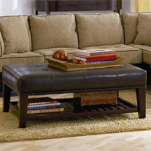 Coaster Frniture 500872 Contem Porary Faux Leather Tufted Ottoman In Cappuccino With Storage Shelf