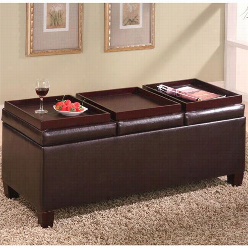 Coaster  Furnture 501036contemporary Faux Leather Storage Otoamn With Reversible Trays