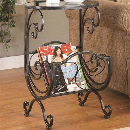 Coaster Appendages 700401 Metal And Glass Side Table With Scrol Lmagazine Rack
