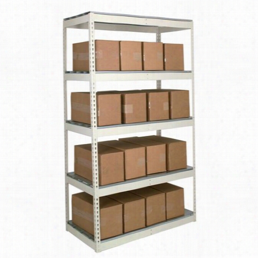 Hallowell Drh7248120-5s Rivetwell 72""w X 48"" ;d X  120""h 5  Levels Starter Unit Oubl Rivet Boltless Shelving In Parchment - Decking Not Included
