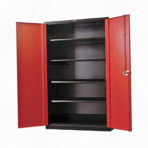 Hallowell Fk4sc6478-4br-ht 36""w X 24quot;"d X 78""h Single Row Double Door 1-wide All-welded Fort Knox Collection  In Black Body/red Doors