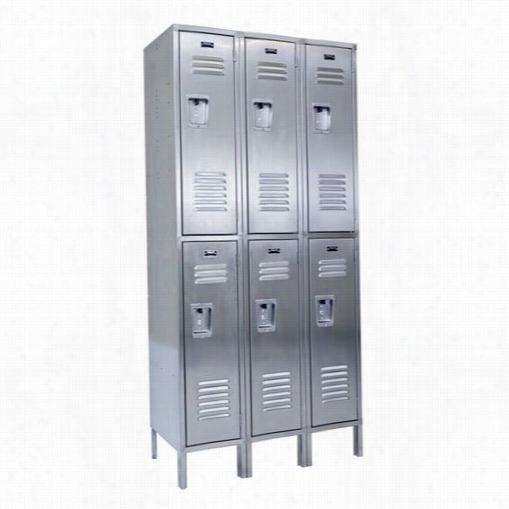 Hallowe Ll Uss3288-2a 36"&wuot;w X 18""d X 78""h Double  Tier 3=wide Assembled 304 Stainless Steel Locker