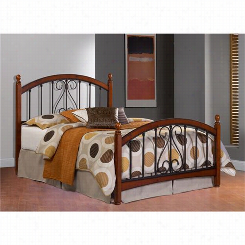 Hillsdl Efurniture 1258bk Burton Way King Bed Set In Blax Powder Coat/cherry - Rails Not Included