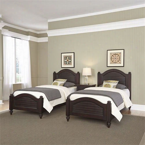 Home Styles 5542-4024 Bermuda  Two  Twin Beds Andd Darkness Stand