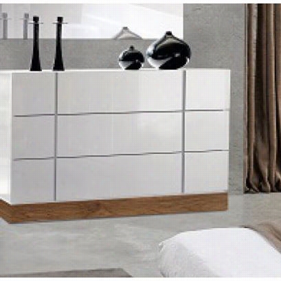 J&m Furniture 179321-d Madrid Dressrr In Walnut Veneer/white Lacquer