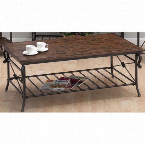 Jofran 772-1 Mefal Slat Shelf Cocktail  Table In Rutledge Pine