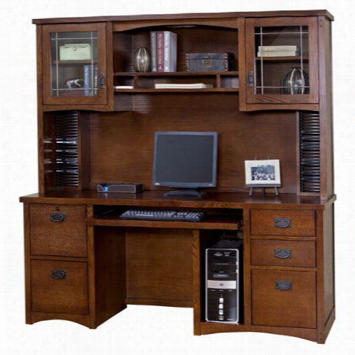 Kathy Ireland Home By Martin Mo682-mo689 California Bungalow Computer Credenza With Storage Hutch